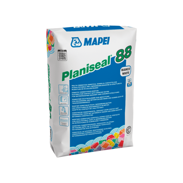 PLANISEAL 88 (Ex Idrosilex Pronto) - (25Kg Bianco/Grigio) - Malta cementizia osmotica idonea al contatto con acqua potabile, per l’impermeabilizzazione di strutture in muratura ed in calcestruzzo.