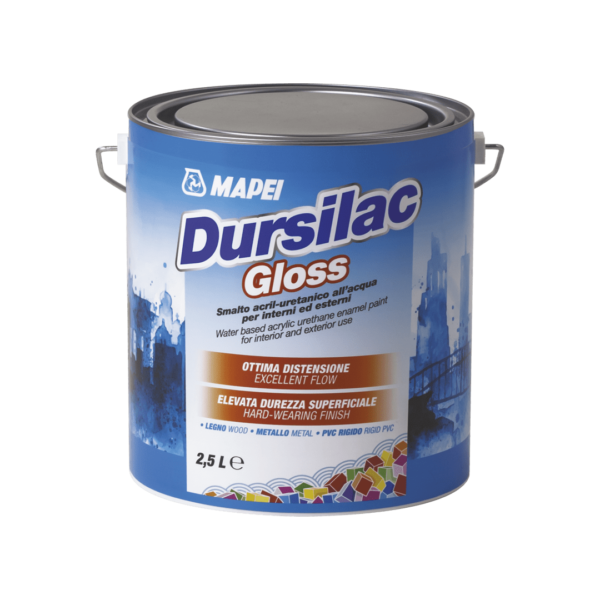 DURSILAC GLOSS (2,5Lt) - Smalto acril-uretanico all’acqua per interni ed esterni, aspetto lucido.