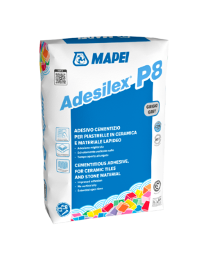 ADESILEX P8 (25Kg) -Adesivo cementizio ad adesione migliorata, resistente allo scivolamento verticale e con tempo aperto allungato, per piastrelle ceramiche e materiale lapideo.