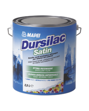 DURSILAC SATIN (0,75Lt.) - Smalto acril-uretanico all’acqua per interni ed esterni, con ottima distensione ed elevata durezza superficiale. Aspetto satinato.