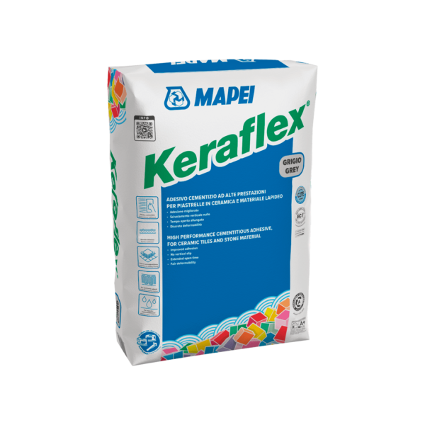 KERAFLEX (5KG) - Adesivo cementizio a scivolamento nullo e tempo aperto allungato.