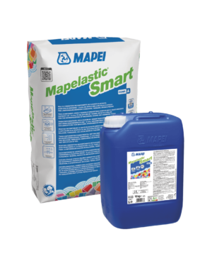 MAPELASTIC SMART (KIT A+B30Kg) - Malta cementizia bicomponente a elevata elasticità (con crack-bridging > 2 mm), da applicare a spatola o a rullo, per l’impermeabilizzazione di balconi, terrazze, bagni e piscine.