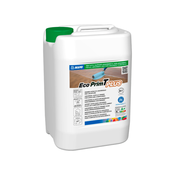 ECO PRIM T PLUS - Primer acrilico universale per tutti i tipi di supporti, assorbenti e non assorbenti