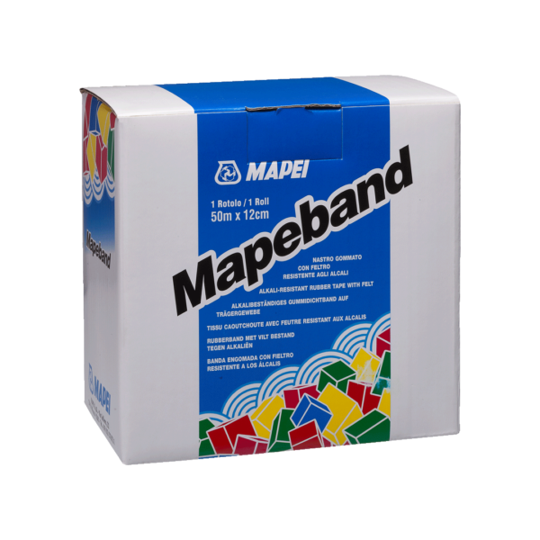 MAPEBAND - Nastro gommato con feltro resistente agli alcali per sistemi impermeabilizzanti cementizi e guaine liquide