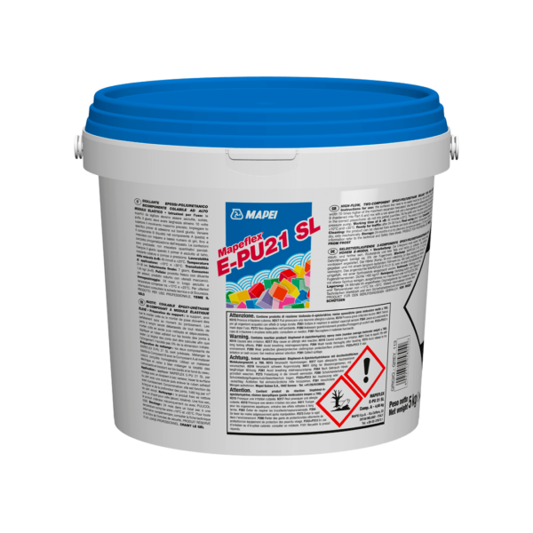 MAPEFLEX E-PU 21 SL (5Kg) - Sigillante epossi-poliuretanico bicomponente colabile ad elevata resistenza chimica e meccanica ed alto modulo elastico.