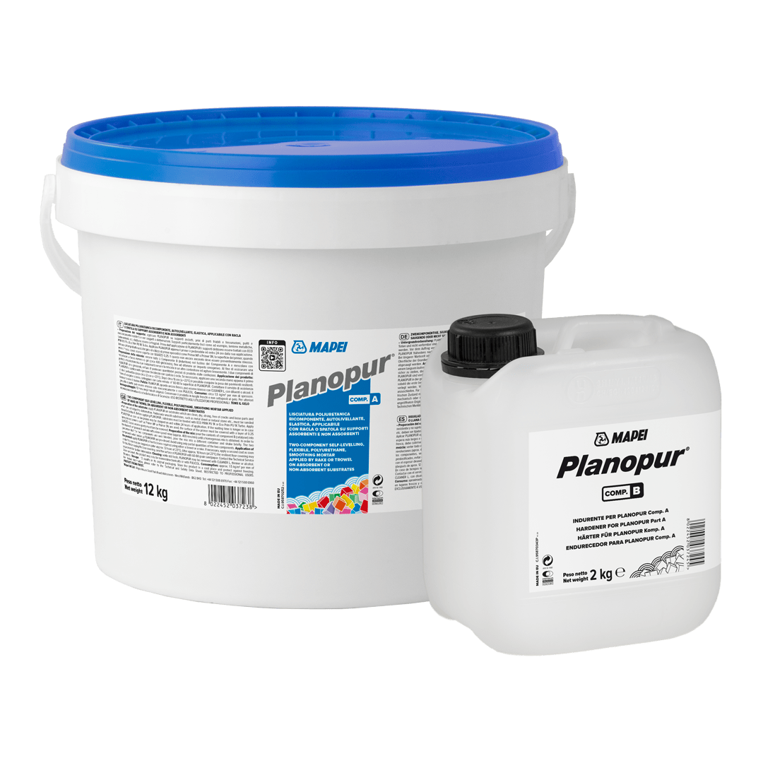 PLANOPUR Kit (A+B) 14Kg - Lisciatura poliuretanica bicomponente autolivellante, elastica, idonea per tutti i tipi di supporti ed in particolar modo per quelli deformabili.