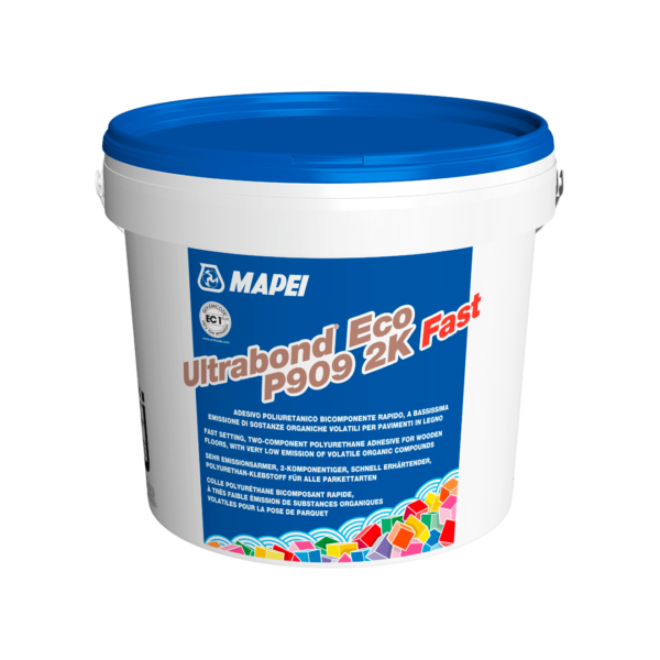 ULTRABOND ECO P909 2K FAST - Adesivo poliuretanico bicomponente, senza solventi, a bassissima emissione di sostanze organiche volatili (VOC) per tutti i tipi di parquet.