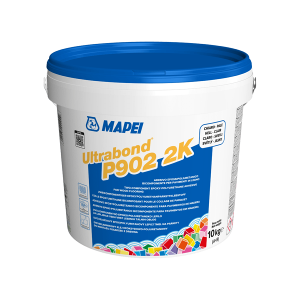 ULTRABOND P902 2K - Adesivo epossipoliuretanico bicomponente per l’incollaggio di parquet di qualunque formato e specie su massetti realizzati con MAPECEM, MAPECEM PRONTO, TOPCEM e TOPCEM PRONTO, massetti cementizi, vecchi pavimenti in legno, ceramica, marmo, marmette, ecc. Idoneo per sottofondi riscaldanti.