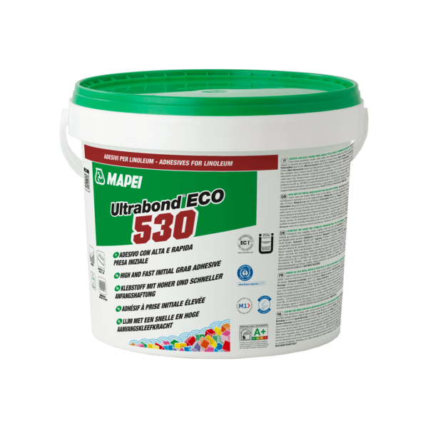 ULTRABOND ECO 530 - Adesivo con alta e rapida presa iniziale, per la posa di linoleum su film di adesivo fresco ed rivestimenti resilienti murali.