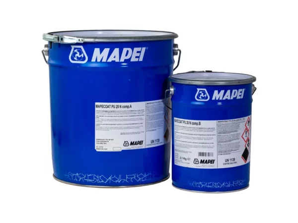MAPECOAT PU 20 N (KIT A+B 15Kg) - Finitura poliuretanica bicomponente alifatica colorata per membrane della gamma Purtop