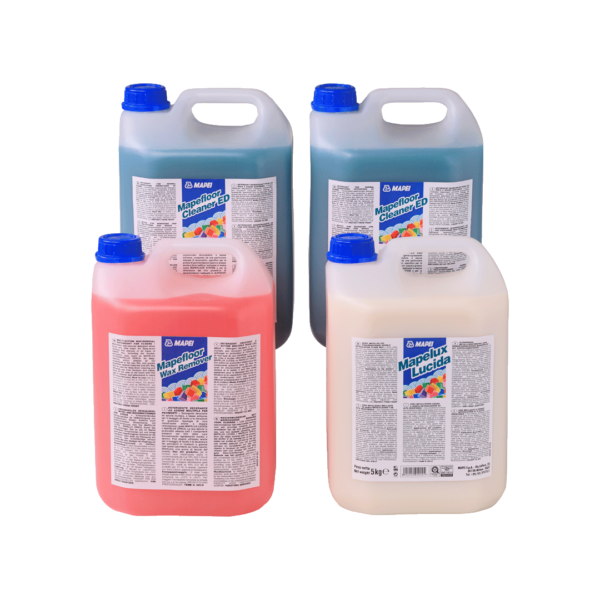 MAPEFLOOR KIT MANUTENZIONE (20Kg) - Prodotti essenziali di detergenza e periodica manutenzione pavimenti, al fine di garantirne lo svolgimento delle proprie funzioni prestazionali ed estetiche.