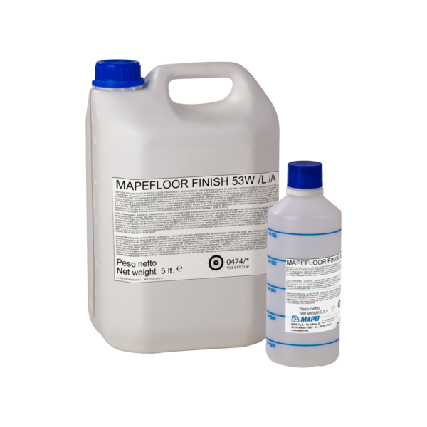 MAPEFLOOR FINISH 53 W/L (11Lt) - Finitura poliuretanica alifatica lucida trasparente bicomponente idrodispersa esente da NMP per la protezione di sistemi resinosi e a base cementizia.