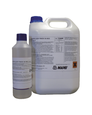 MAPEFLOOR FINISH 54 W/S (11Lt) - Finitura poliuretanica alifatica satinata trasparente bicomponente idrodispersa esente da NMP per la protezione di sistemi resinosi e a base cementizia.