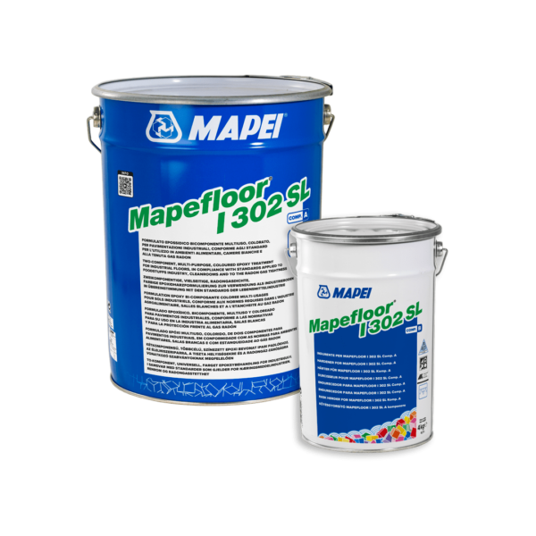 MAPEFLOOR I 302 SL (KIT A+B 20Kg) - Formulato epossidico bicomponente multiuso per pavimentazioni industriali conforme agli standard per l’utilizzo in ambienti alimentari, camere bianche, e alla tenuta gas radon