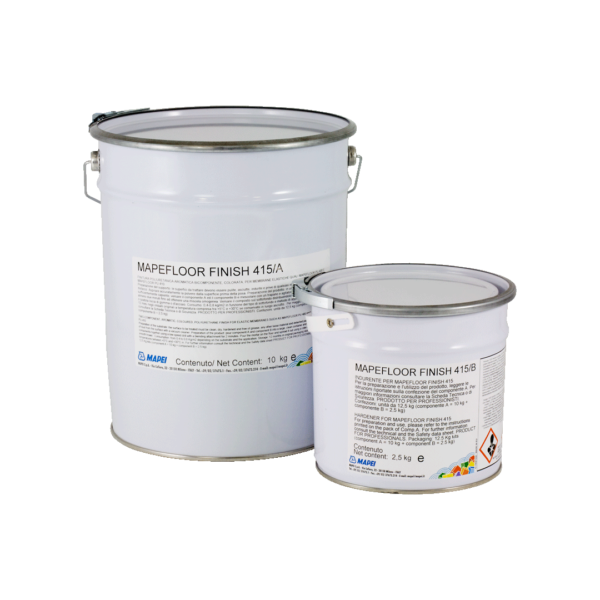MAPEFLOOR FINISH 415 (KIT A+B 12,5Kg) - Finitura poliuretanica bicomponente, aromatica, colorata, elastica, resistente all’usura.