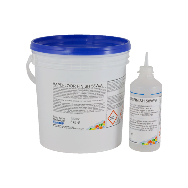 MAPEFLOOR FINISH 58 W (5,5Kg) - Finitura poliuretanica alifatica bicomponente, idrodispersa, trasparente, opaca