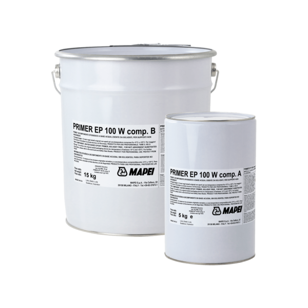 PRIMER EP 100W (KIT A+B 20Kg) - Primer bicomponente epossidico a base acqua, esente da solventi, per supporti non assorbenti.