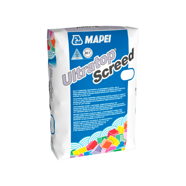 ULTRATOP SCREED (25Kg) - Malta cementizia tissotropica, a indurimento rapido, per la regolarizzazione fino a 20 mm di spessore di superfici anche verticali, prima della posa di sistemi resinosi Mapefloor o Mapecoat o del sistema Ultratop Loft