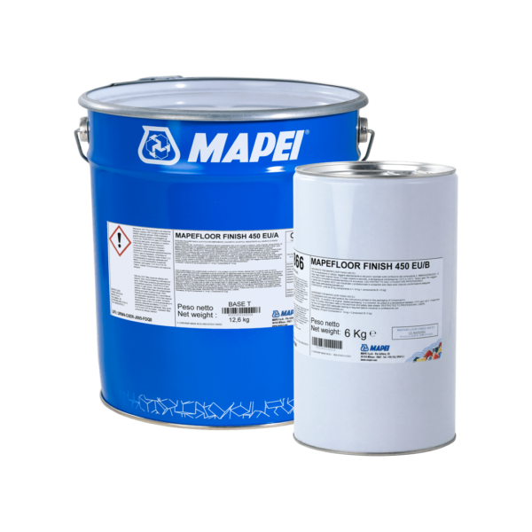 MAPEFLOOR FINISH 450 EU (KIT A+B 20Kg) - Finitura poliuretanica bicomponente alifatica colorata, elastica, resistente all’usura e ai raggi ultravioletti