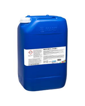 MAPECRETE LITHIUM + (25Kg) -Trattamento liquido superficiale con effetto consolidante, idrorepellente e protettivo per pavimenti in calcestruzzo nuovi o esistenti e superfici in calcestruzzo rifinite con spolvero di indurente minerale