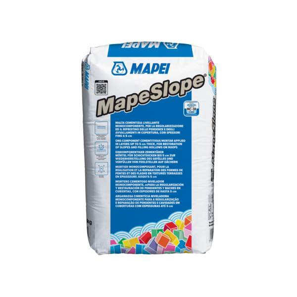 MAPESLOPE (25Kg) - Malta cementizia livellante monocomponente, per il ripristino delle pendenze in copertura su vecchi e nuovi manti impermeabilizzanti