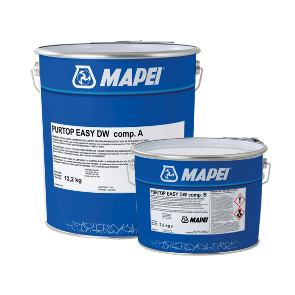 PURTOP EASY DW (KIT A+B 15Kg) - Membrana poliuretanica bicomponente elastica per impermeabilizzare vasche per acqua potabile.