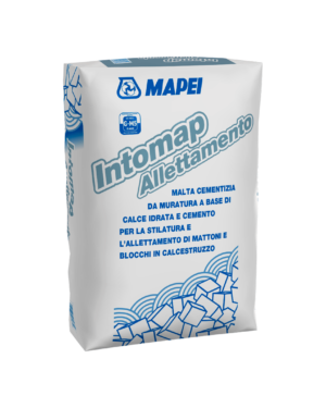 INTOMAP ALLETTAMENTO (25Kg) - Malta cementizia da muratura a base di calce idrata e cemento per la stilatura e l’allettamento di mattoni e blocchi in calcestruzzo.