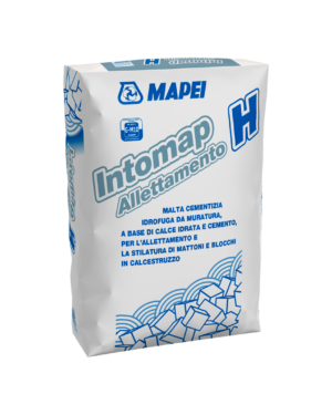 INTOMAP ALLETTAMENTO H (25Kg) - Malta cementizia idrofuga da muratura, a base di calce idrata e cemento, per l’allettamento e la stilatura di mattoni e blocchi in calcestruzzo.