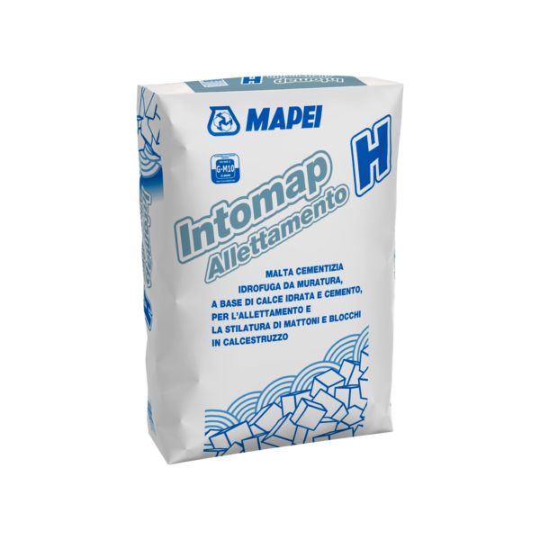 INTOMAP ALLETTAMENTO H (25Kg) - Malta cementizia idrofuga da muratura, a base di calce idrata e cemento, per l’allettamento e la stilatura di mattoni e blocchi in calcestruzzo.