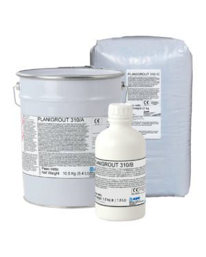 PLANIGROUT 310 (KIT A+B+C 96,1Kg) - Malta epossidica tricomponente colabile ad elevate prestazioni meccaniche, a rapido indurimento, per il fissaggio ed il riempimento strutturale fino a 10 cm di spessore.