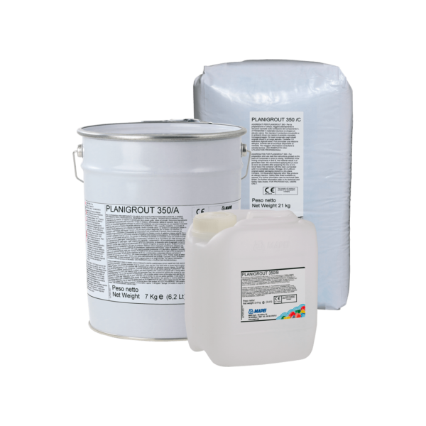 PLANIGROUT 350 (KIT A+B+C 94,4Kg) - Malta epossidica tricomponente colabile ad elevate prestazioni meccaniche, a rapido indurimento, per il fissaggio ed il riempimento strutturale fino a 50 cm di spessore