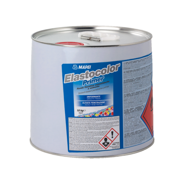 ELASTOCOLOR PRIMER (10Kg) - Fondo fissativo consolidante a solvente, uniformante, ad elevata penetrazione.
