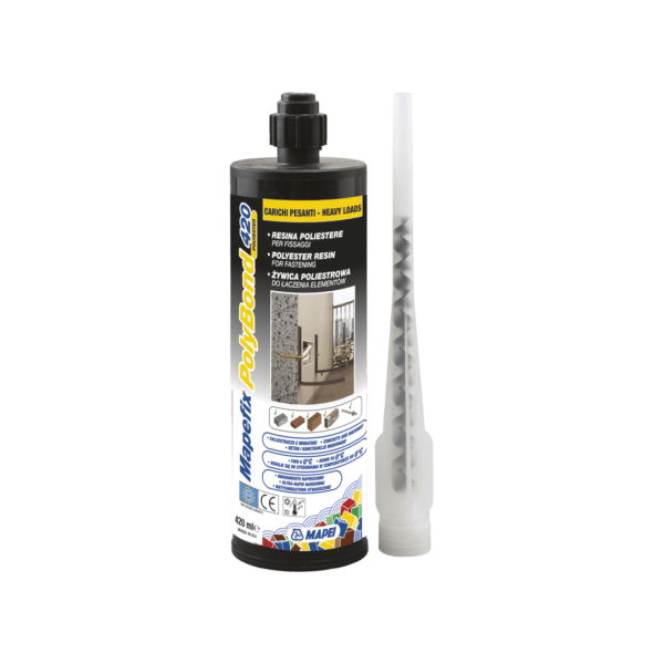 MAPEFIX POLYBOND (420 Ml) - Fissaggio chimico per carichi pesanti a base di resina poliestere. Certificato per barre filettate su calcestruzzo.