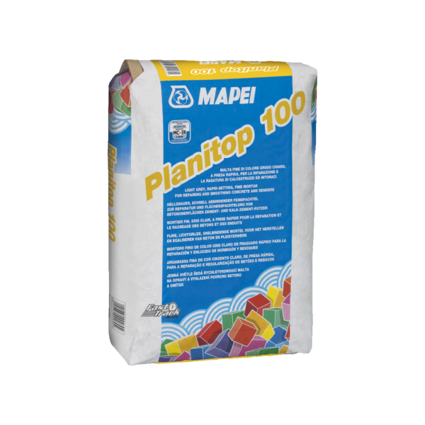 PLANITOP 100 (25Kg) - Malta fine di colore grigio chiaro a presa rapida per la riparazione e la rasatura di calcestruzzi e intonaci .