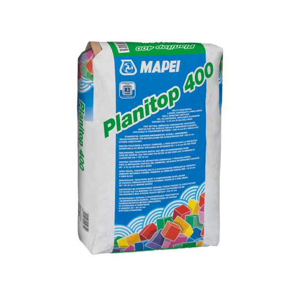 PLANITOP 400 - Malta tissotropica a ritiro compensato a presa rapida per il ripristino corticale del calcestruzzo, applicabile in spessore variabile da 1 a 40 mm, in una sola mano.