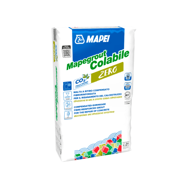 MAPEGROUT COLABILE ZERO (25Kg) - È adatto al ripristino di strutture dove particolari spessori e conformazioni di degrado impongono l’impiego di malte colabili e per ancoraggi di precisione di macchinari o strutture metalliche.