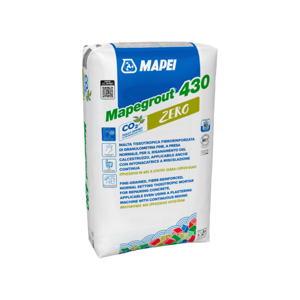 MAPEGROUT 430 ZERO (25Kg) -  Viene impiegata per il ripristino del copriferro di strutture in calcestruzzo degradate ed è applicabile anche con intonacatrice a miscelazione continua.