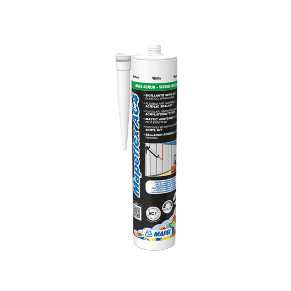 MAPEFLEX AC4 (Cartuccia 310Ml) - Sigillante acrilico effetto liscio verniciabile per movimenti fino al 12,5%