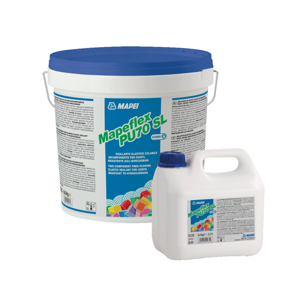 MAPEFLEX PU70 SL (KIT A+B 10Kg) - Sigillante elastico poliuretanico colabile bicomponente per giunti soggetti a contatto con idrocarburi.