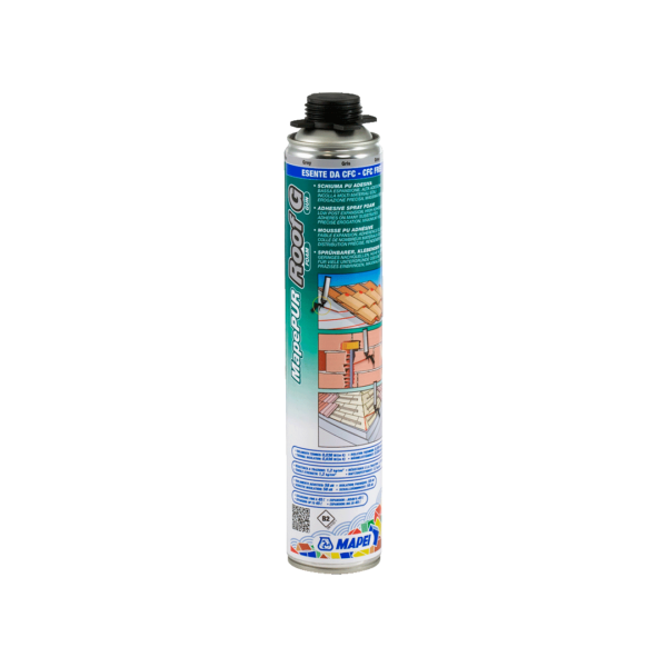 MAPEPUR ROOF FOAM G (Bomboletta 750Ml) - Schiuma poliuretanica autoespandente adesiva per incollaggio, riempimento ed isolamento termo-acustico.