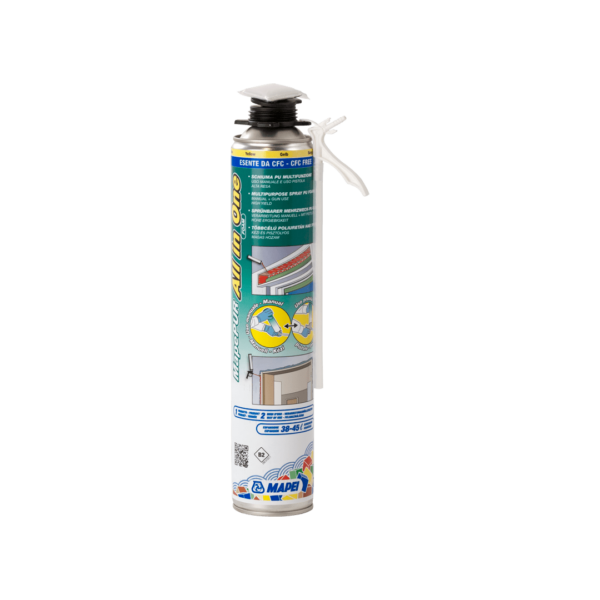MAPEPUR ALL IN ONE FOAM (Bomboletta 750Ml) - Schiuma poliuretanica autoespandente multifunzione e multiuso per riempimento ed isolamento termo-acustico.