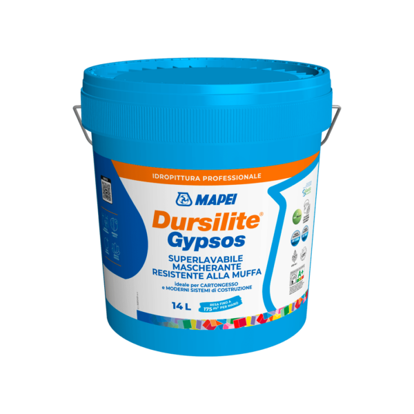 DURSILITE GYPSOS (14Lt) - Idropittura murale, superlavabile, mascherante e resistente alle muffe. Ideale per cartongesso