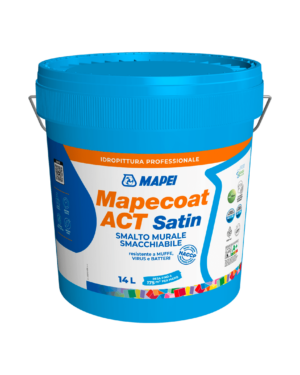 MAPECOAT ACT SATIN (BIANCO) - Smalto murale smacchiabile, resistente a muffe, virus e batteri.