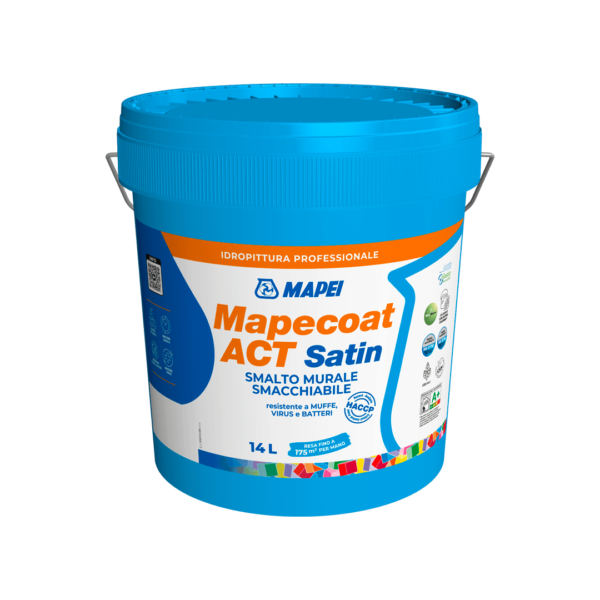 MAPECOAT ACT SATIN (4Lt) - Smalto murale smacchiabile, resistente a muffe, virus e batteri.
