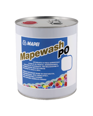 MAPEWASH PO (2Lt - P02 Blue) - Ritardante di presa superficiale a base di oli vegetali, biodegradabili con effetto curing per la realizzazione di pavimentazioni architettoniche in calcestruzzo lavato.