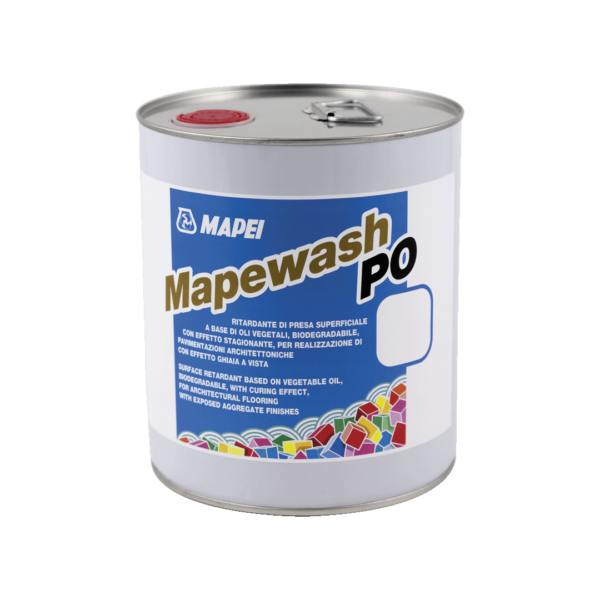MAPEWASH PO (2Lt - P04 Yellow) - Ritardante di presa superficiale a base di oli vegetali, biodegradabili con effetto curing per la realizzazione di pavimentazioni architettoniche in calcestruzzo lavato.