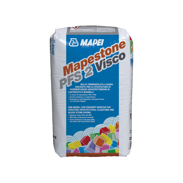 MAPESTONE PFS 2 VISCO (25Kg Neutro) - La malta premiscelata a bassa viscosità per la stuccatura di pavimentazioni in pietra carrabili, lastricati e masselli in pietra.