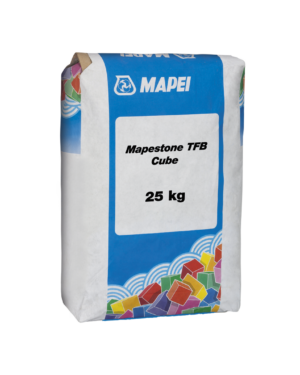 MAPESTONE TFB CUBE (25Kg) - Malta premiscelata per massetti d’allettamento di pavimentazioni architettoniche in pietra, in classe di esposizione XF4 e XS3, ad alta resistenza a compressione, resistente ai sali disgelanti, ai cicli di gelo-disgelo e all’acqua di mare.
