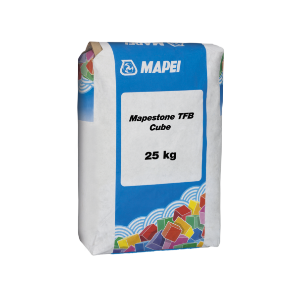 MAPESTONE TFB CUBE (25Kg) - Malta premiscelata per massetti d’allettamento di pavimentazioni architettoniche in pietra, in classe di esposizione XF4 e XS3, ad alta resistenza a compressione, resistente ai sali disgelanti, ai cicli di gelo-disgelo e all’acqua di mare.