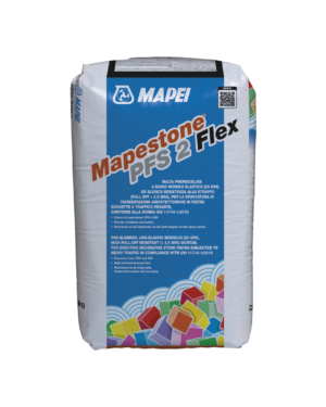 MAPESTONE PFS 2 FLEX (25Kg White) - Malta premiscelata a basso modulo elastico (25 GPa) per la stuccatura di pavimentazioni architettoniche in pietra soggette a traffico pesante.